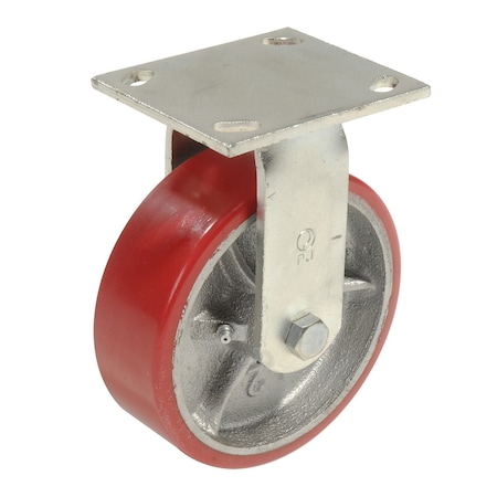 Global Industrial 6 Polyurethane Wheel, Heavy Duty Rigid Plate Caster, 800 lb. Capacity 601220